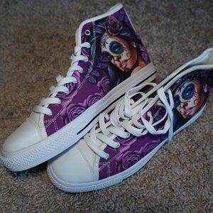 Skull Day of the Dead High Top Sneakers Size 8/9